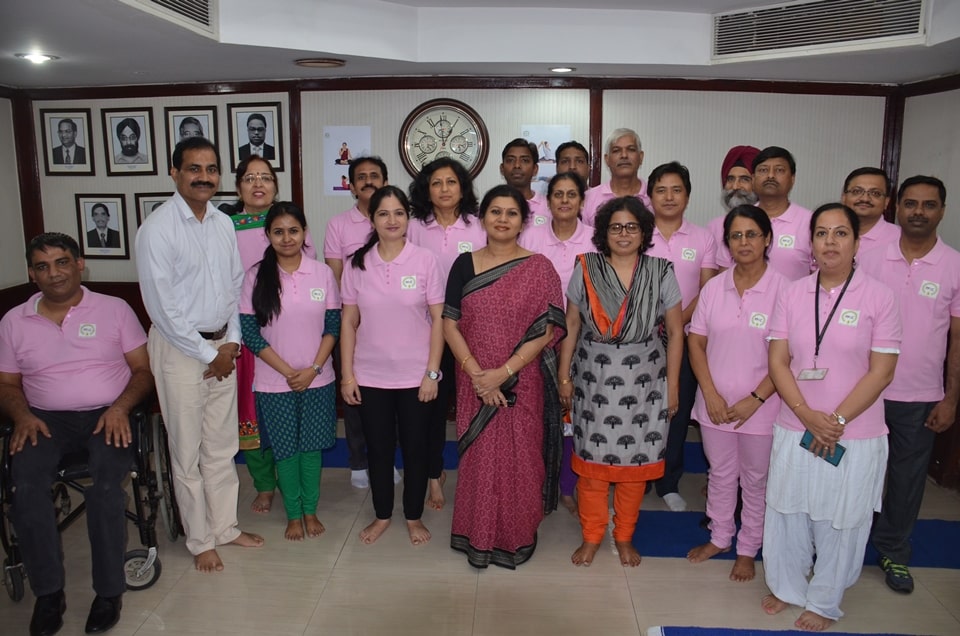 DG PPAC motivating Yoga team of PPAC