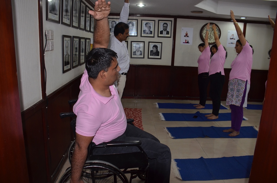 Practice by PPAC employees on International Yoga Day